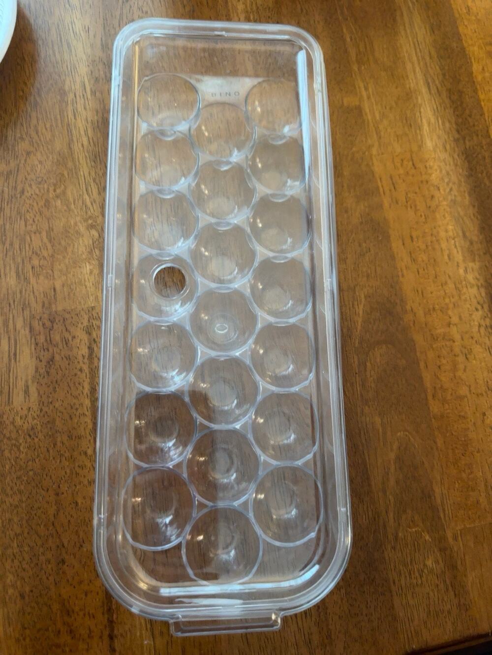 Clear Refrigerator Egg Holder Dispenser Storage Bin  Lid Holds 21 Eggs